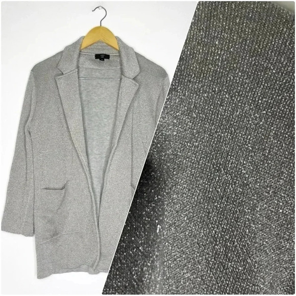 J.Crew Silver Sparkly Sophie open-front sweater blazer Size Medium - Picture 1 of 9